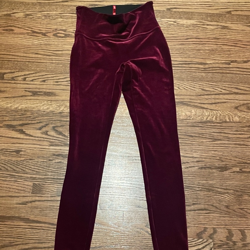 SPANX Velvet Leggings in Deep Burgundy - Never Worn